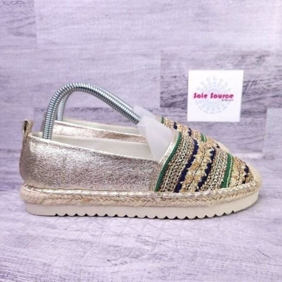 Patrizia by Spring Step Raiatea Slip on Espadrille Loafer Gold Blue Green sz 6.5 - Picture 1 of 9
